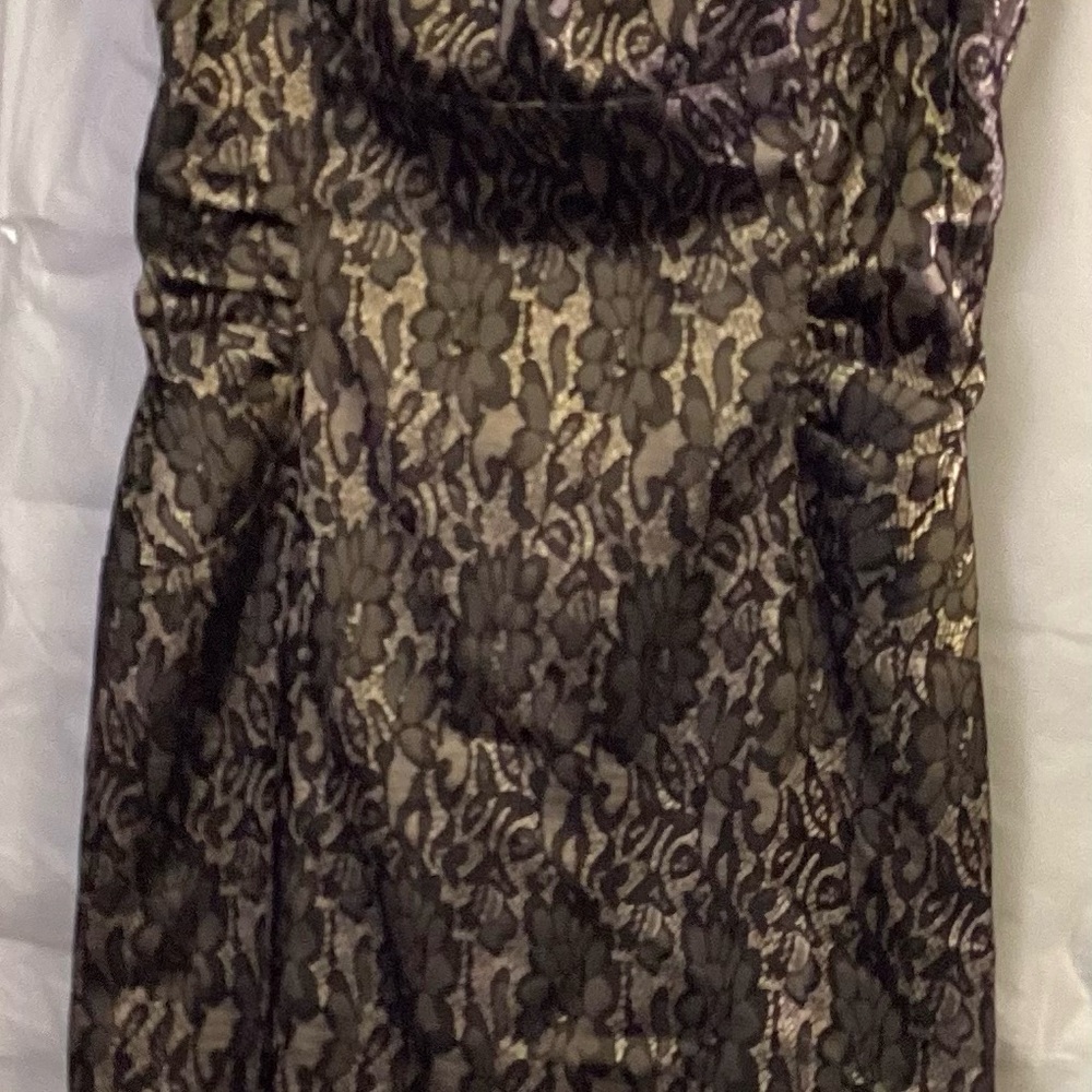Ann Taylor Elegant Black Lace Dress Cocktail nude underlay